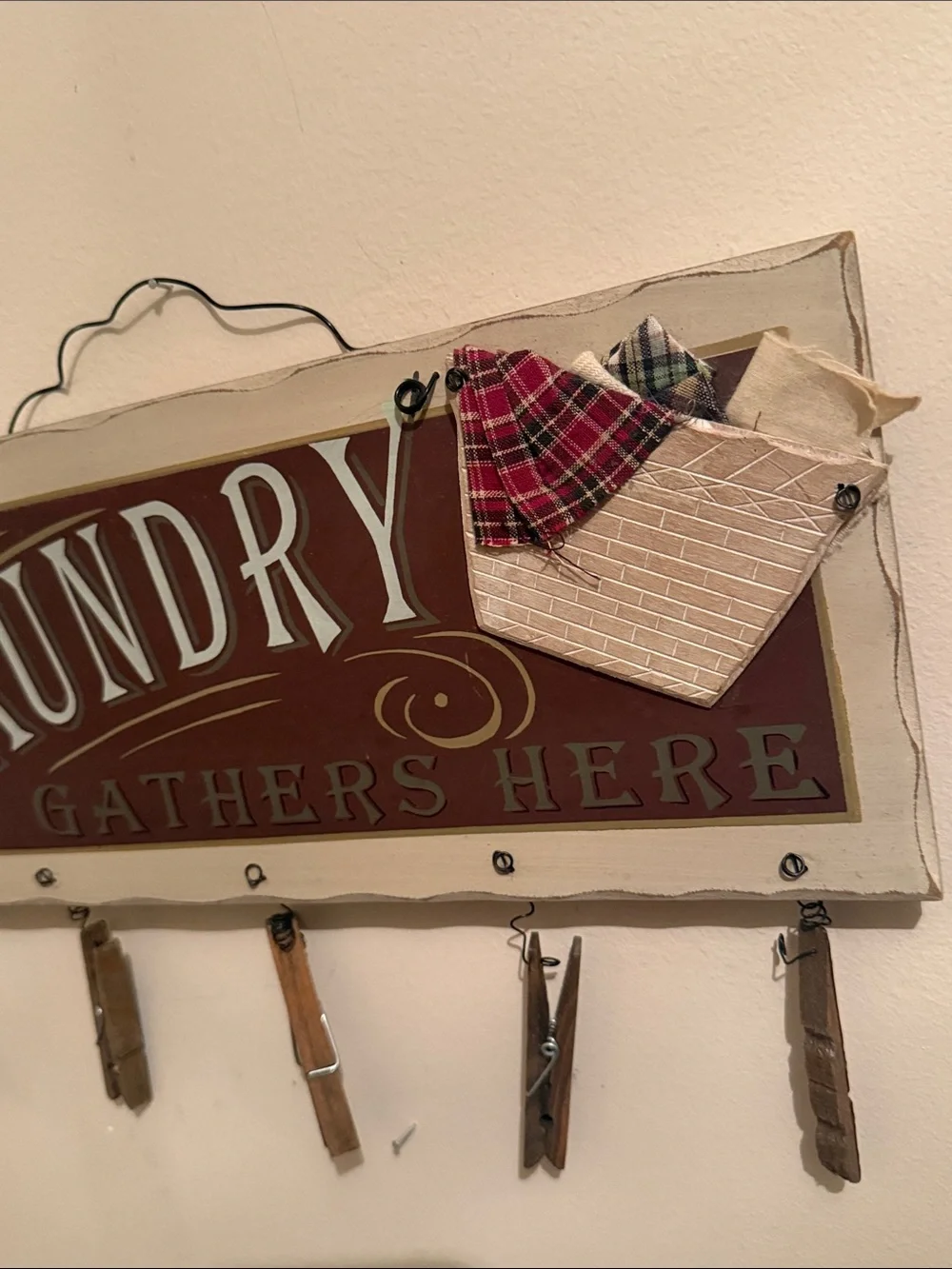 Laundry Wall Sign Decor in Cream and Brown - Unbranded